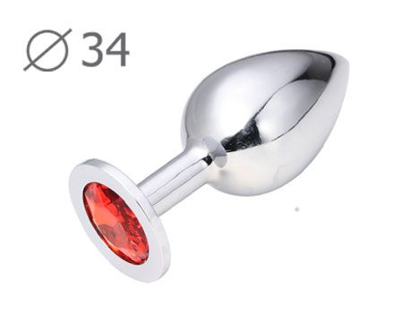Коническая серебристая анальная втулка с красным кристаллом - 8,2 см. - Anal Jewelry Plug - купить с доставкой в Новороссийске