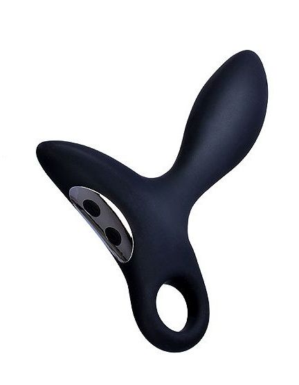 Черный силиконовый анальный вибромассажер Erokey с колечком-ограничителем - Erokay - в Новороссийске купить с доставкой