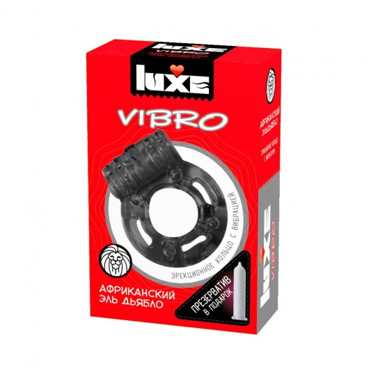 Чёрное эрекционное виброкольцо Luxe VIBRO  Африканский Эль Дьябло  + презерватив - Luxe - в Новороссийске купить с доставкой