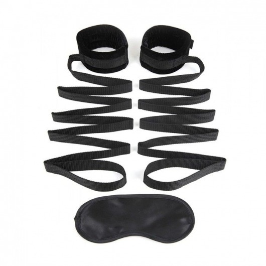 Чёрные манжеты для фиксации на кровати Bondage Bed Strap - Lux Fetish - купить с доставкой в Новороссийске
