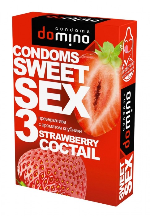 Презервативы для орального секса DOMINO Sweet Sex с ароматом клубничного коктейля  - 3 шт. - Domino - купить с доставкой в Новороссийске