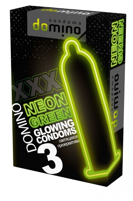 Презервативы DOMINO Neon Green со светящимся в темноте кончиком - 3 шт. - Domino - купить с доставкой в Новороссийске
