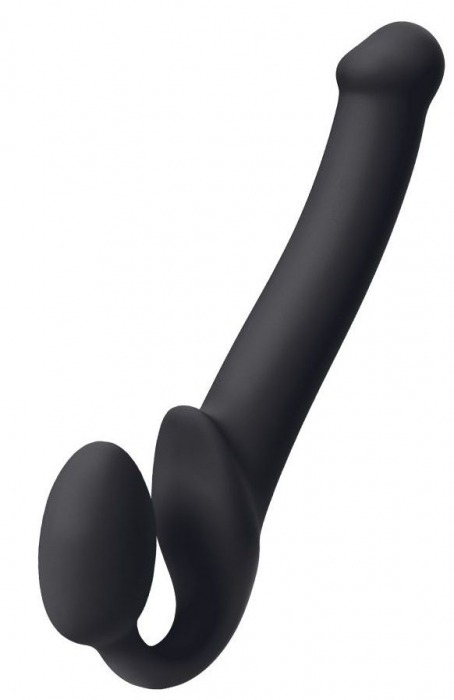 Черный безремневой страпон Silicone Bendable Strap-On M - Strap-on-me - купить с доставкой в Новороссийске