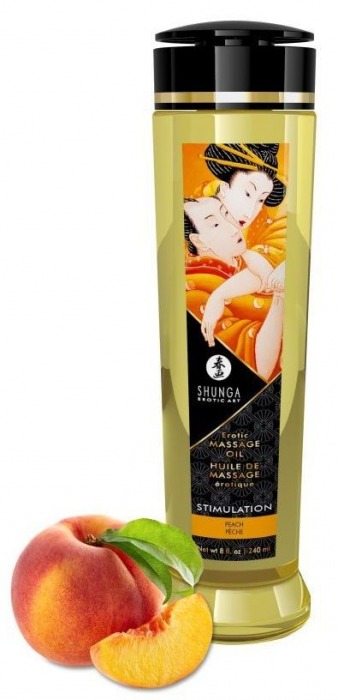 Массажное масло для тела с ароматом персика Stimulation - 240 мл. - Shunga - купить с доставкой в Новороссийске