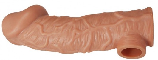 Телесная насадка на фаллос с отверстием для мошонки EXTREME SLEEVE - 17,6 см. - KOKOS - в Новороссийске купить с доставкой