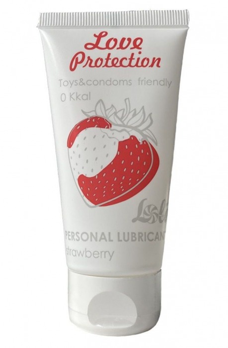 Лубрикант на водной основе с ароматом малины Love Protection Strawberry - 50 мл. - Lola Games - купить с доставкой в Новороссийске