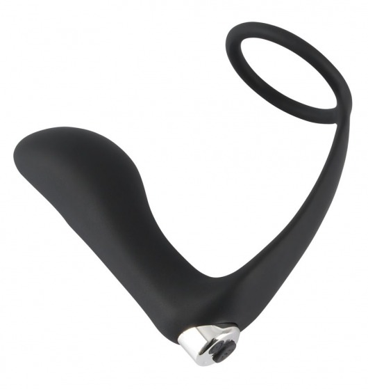 Черное эрекционное кольцо с анальной вибропробкой Vibrating Ring   Plug - Orion - в Новороссийске купить с доставкой