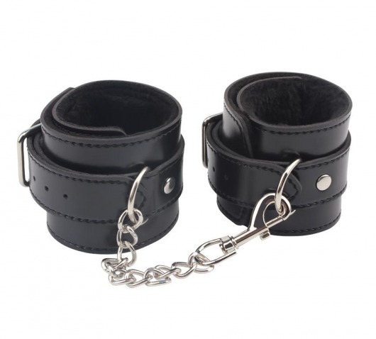Черные оковы на ноги Obey Me Leather Ankle Cuffs - Chisa - купить с доставкой в Новороссийске