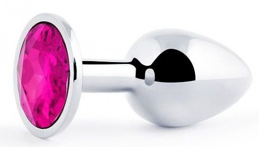 Серебристая анальная пробка с малиновым кристаллом - 7,2 см. - Anal Jewelry Plug - купить с доставкой в Новороссийске