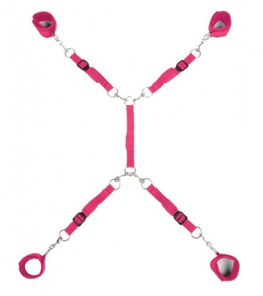Ярко-розовый набор фиксаций на кровати Classic Bed Spreader - Lux Fetish - купить с доставкой в Новороссийске