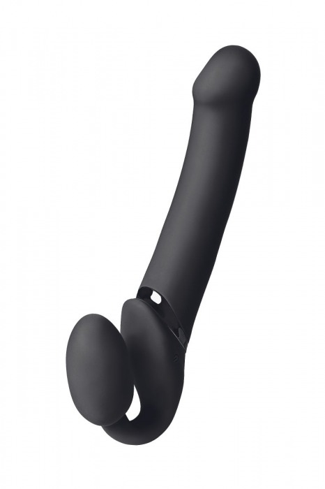 Черный безремневой вибрострапон Vibrating Bendable Strap-On L - Strap-on-me - купить с доставкой в Новороссийске