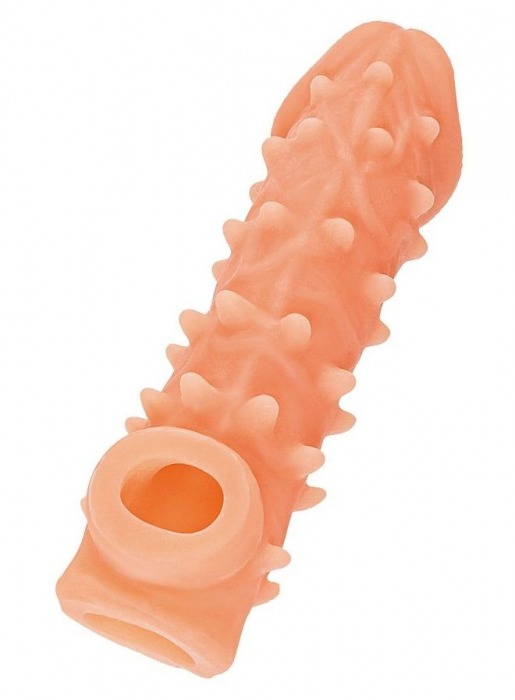 Телесная закрытая насадка с пупырышками Cock Sleeve Size L - 17,6 см. - KOKOS - в Новороссийске купить с доставкой
