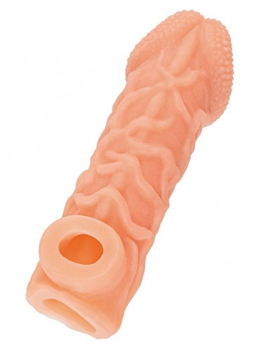 Телесная закрытая насадка с венками Cock Sleeve Size M - 15,6 см. - KOKOS - в Новороссийске купить с доставкой