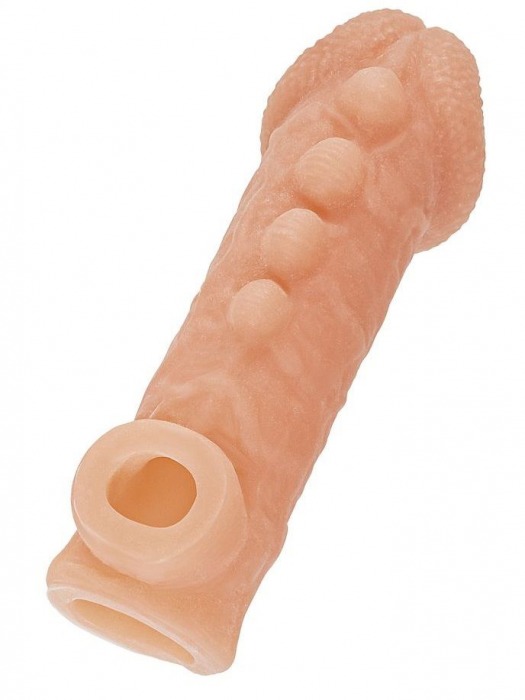 Телесная закрытая насадка с шишечками Cock Sleeve Size L - 17,6 см. - KOKOS - в Новороссийске купить с доставкой