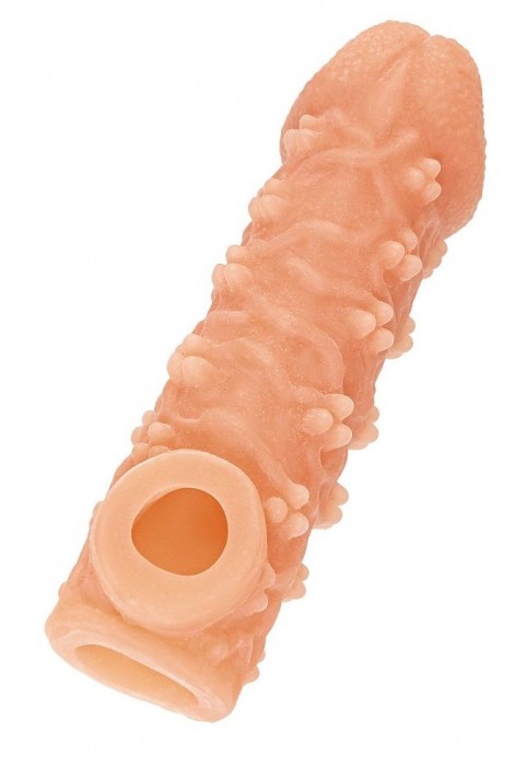 Телесная закрытая насадка с пучками шишечек Cock Sleeve Size M - 15,6 см. - KOKOS - в Новороссийске купить с доставкой