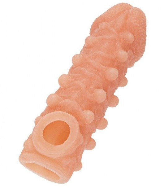 Телесная закрытая насадка с шариками Cock Sleeve Size S - 13,8 см. - KOKOS - в Новороссийске купить с доставкой