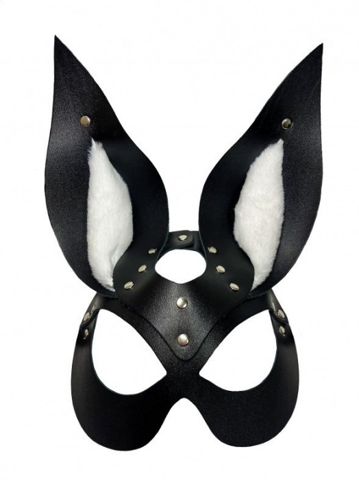 Черная маска зайки с белым мехом на ушках Miss Bunny - БДСМ Арсенал - купить с доставкой в Новороссийске