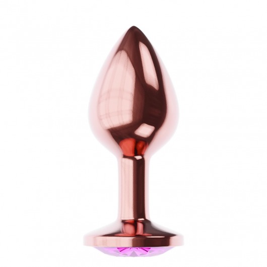 Пробка цвета розового золота с лиловым кристаллом Diamond Quartz Shine L - 8,3 см. - Lola Games - купить с доставкой в Новороссийске