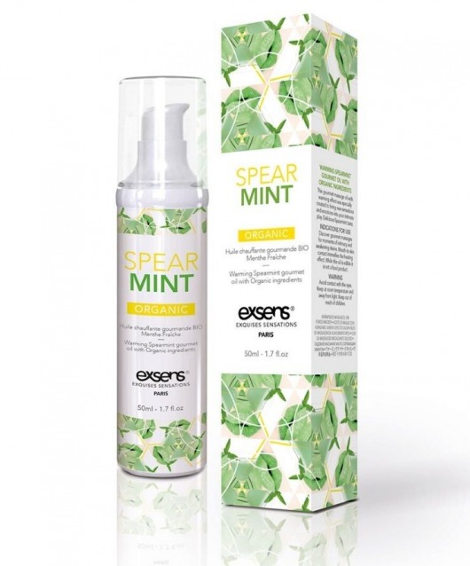 Разогревающее массажное масло Gourmet Spearmint Organic с органическими ингредиентами - 50 мл. - Exsens - купить с доставкой в Новороссийске
