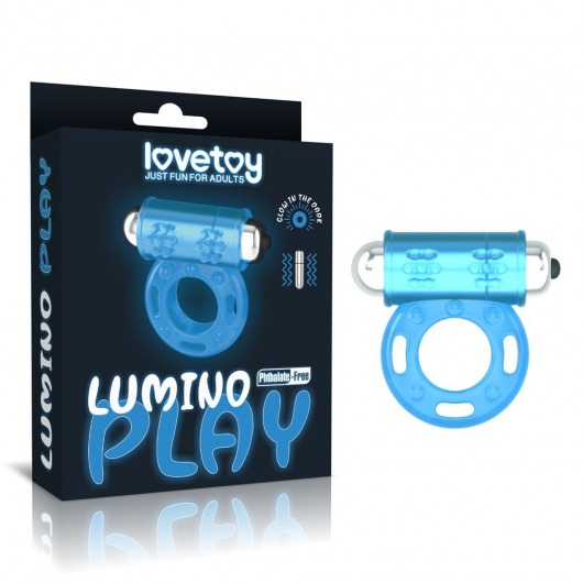 Голубое, светящееся в темноте эрекционное виброкольцо Lumino Play Vibrating Penis Ring - Lovetoy - в Новороссийске купить с доставкой
