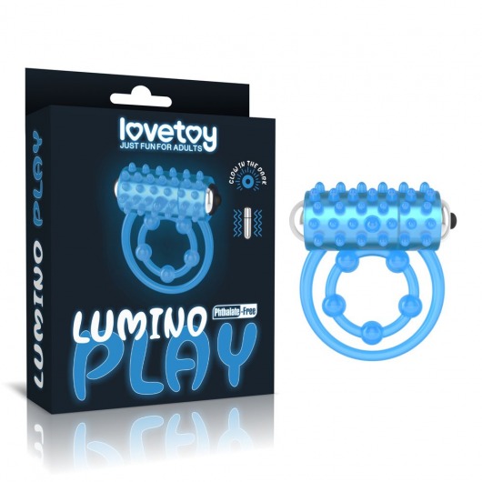 Голубое, светящееся в темноте виброкольцо Lumino Play Vibrating Penis Ring - Lovetoy - в Новороссийске купить с доставкой