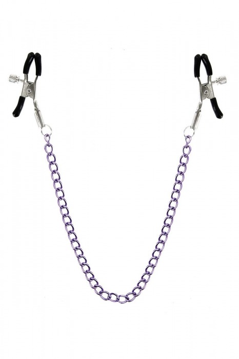 Зажимы для сосков с фиолетовой цепочкой Sweet Caress Nipple Chain - Sweet Caress - купить с доставкой в Новороссийске