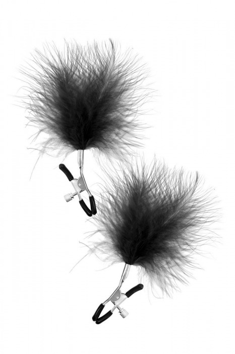 Зажимы на соски с черными пуховыми кисточками Sweet Caress Feather Nipple Clumps - Sweet Caress - купить с доставкой в Новороссийске
