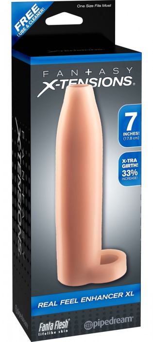 Телесная насадка Real Feel Enhancer XL - 17 см. - Pipedream - в Новороссийске купить с доставкой