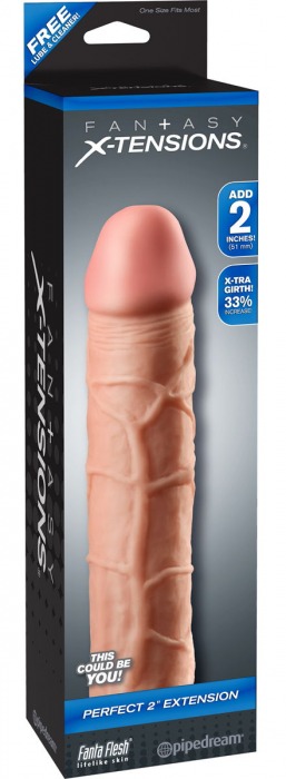 Телесная насадка Fantasy X-tensions Perfect 2  Extension - 20,3 см. - Pipedream - в Новороссийске купить с доставкой