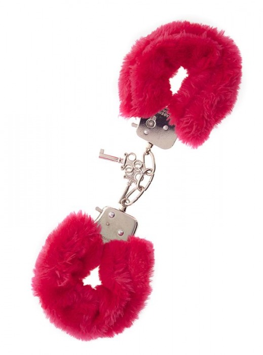 Металлические наручники с красной меховой опушкой METAL HANDCUFF WITH PLUSH RED - Dream Toys - купить с доставкой в Новороссийске