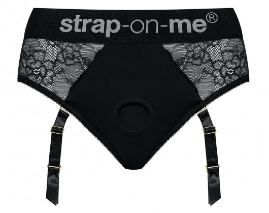 Черные трусики для насадок Diva Lingerie Harness - size L - Strap-on-me - купить с доставкой в Новороссийске