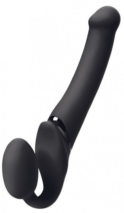 Черный безремневой вибрострапон Silicone Bendable Strap-On - size XL - Strap-on-me - купить с доставкой в Новороссийске