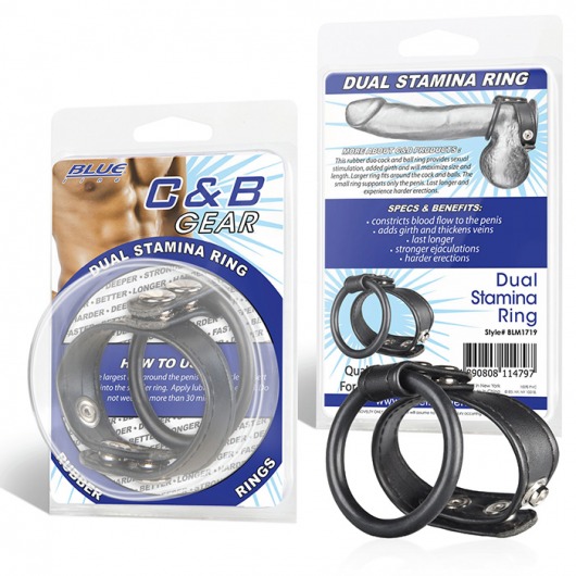 Двойное кольцо выносливости на пенис DUAL STAMINA RING - BlueLine - в Новороссийске купить с доставкой
