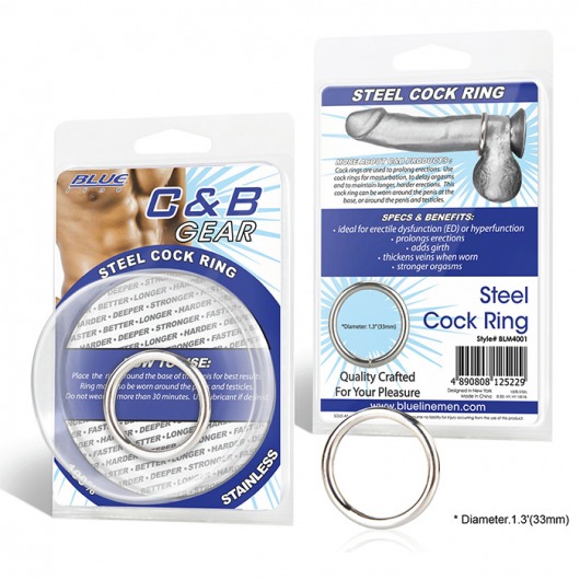 Стальное эрекционное кольцо STEEL COCK RING - 3.5 см. - BlueLine - в Новороссийске купить с доставкой