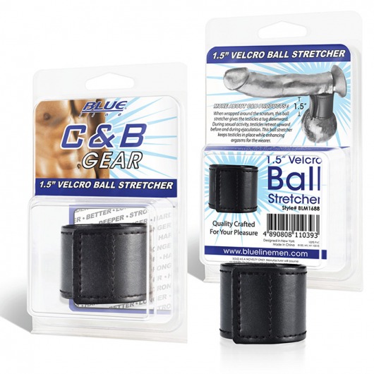 Хомут-утяжка для мошонки из искусственной кожи на липучке VELCRO BALL STRETCHER- 4 см. - BlueLine - в Новороссийске купить с доставкой