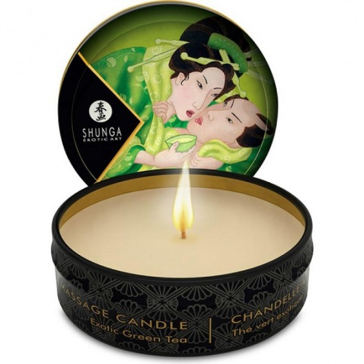 Массажная свеча Exotic Green Tea с ароматом зелёного чая - 30 мл. - Shunga - купить с доставкой в Новороссийске