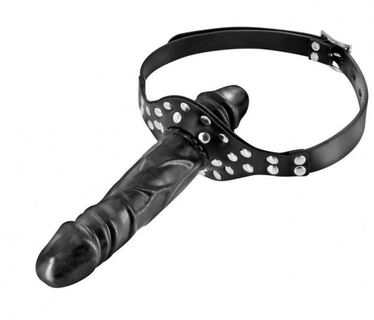 Черный кляп-фаллоимитатор Double Penis Gag - Fetish Tentation - купить с доставкой в Новороссийске