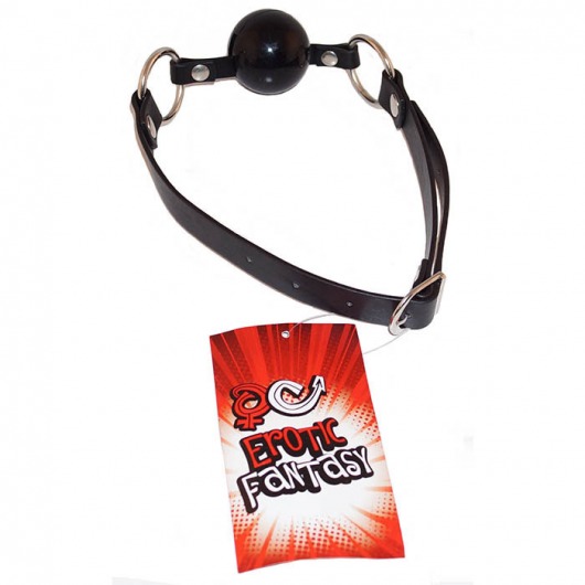 Силиконовый черный кляп-шарик на ремне Black Ballgag - Erotic Fantasy - купить с доставкой в Новороссийске