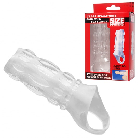 Насадка на пенис с кольцом для мошонки Clear Sensations Enhancer Sex Sleeve - 11,5 см. - XR Brands - в Новороссийске купить с доставкой