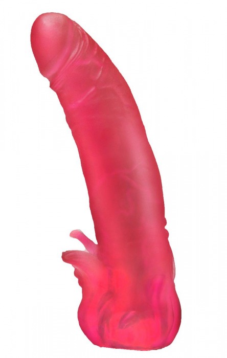 Розовая насадка для страпона с клиторальными лепестками - 18,5 см. - LOVETOY (А-Полимер) - купить с доставкой в Новороссийске