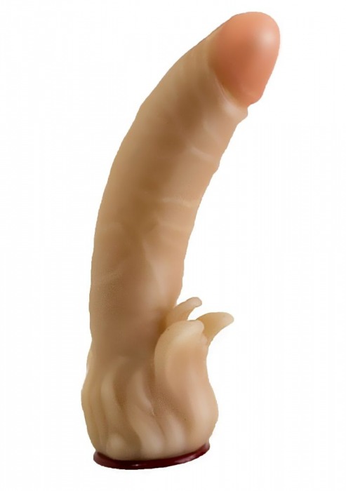 Телесная гелевая насадка-фаллос с клиторальными лепестками - 18,5 см. - LOVETOY (А-Полимер) - купить с доставкой в Новороссийске