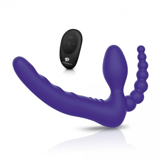 Фиолетовый безремневой страпон с пультом ДУ 7’’ Remote Control Strapless - 24 см. - Pegasus - купить с доставкой в Новороссийске