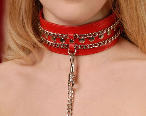 Красный ошейник с цепочками - Sitabella - купить с доставкой в Новороссийске
