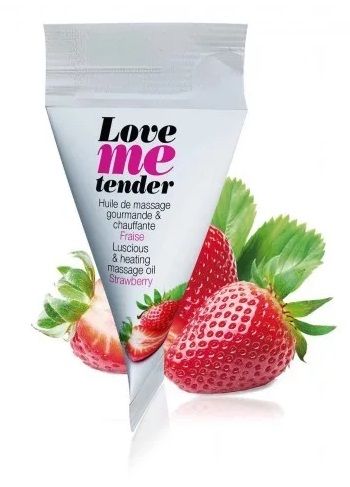 Съедобное согревающее массажное масло Love Me Tender Strawberry с ароматом клубники - 10 мл. - Love to Love - купить с доставкой в Новороссийске