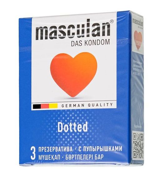 Презервативы с пупырышками Masculan Dotted - 3 шт. - Masculan - купить с доставкой в Новороссийске