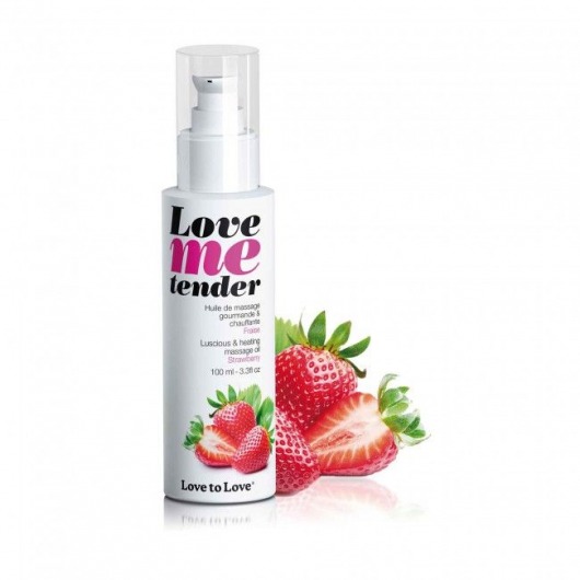 Съедобное согревающее массажное масло Love Me Tender Strawberry с ароматом клубники - 100 мл. - Love to Love - купить с доставкой в Новороссийске