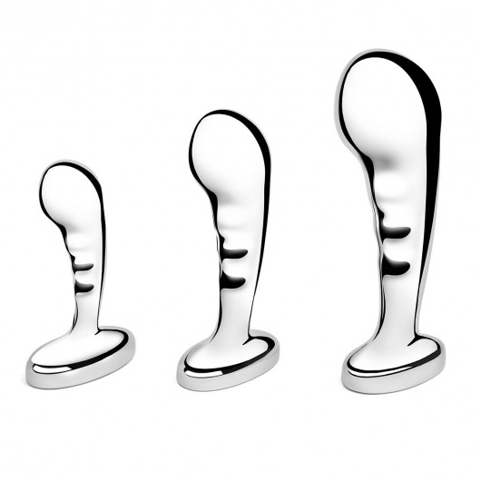 Набор из 3 стальных стимуляторов простаты Stainless Steel P-spot Training Set - b-Vibe - в Новороссийске купить с доставкой