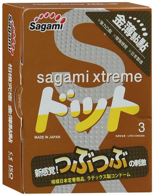 Презервативы Sagami Xtreme FEEL UP с точечной текстурой и линиями прилегания - 3 шт. - Sagami - купить с доставкой в Новороссийске