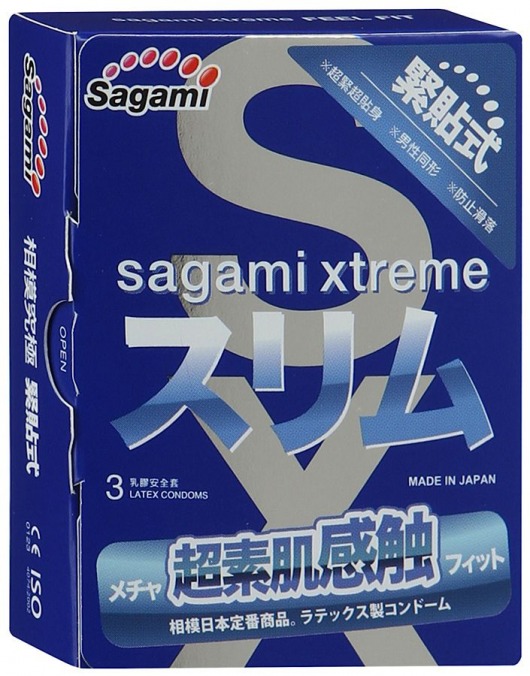 Розовые презервативы Sagami Xtreme FEEL FIT 3D - 3 шт. - Sagami - купить с доставкой в Новороссийске