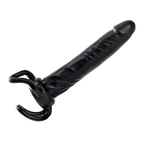 Чёрная насадка-фаллос для двойного проникновения INFLATABLE DILDO SLIM DONG  - 13,5 см. - Toyz4lovers - в Новороссийске купить с доставкой
